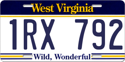 WV license plate 1RX792