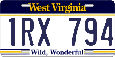WV license plate 1RX794