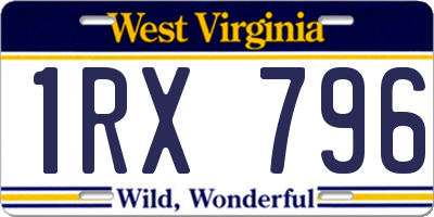 WV license plate 1RX796