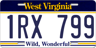 WV license plate 1RX799