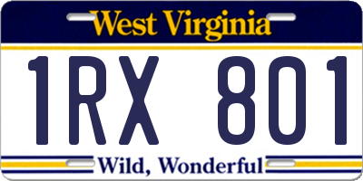 WV license plate 1RX801