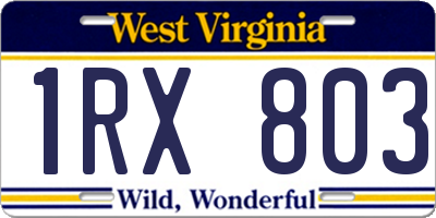 WV license plate 1RX803