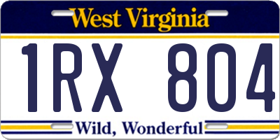 WV license plate 1RX804