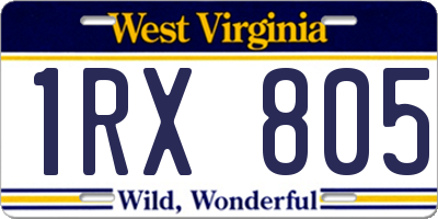 WV license plate 1RX805