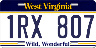 WV license plate 1RX807