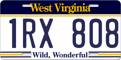 WV license plate 1RX808