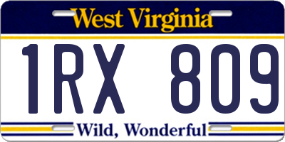 WV license plate 1RX809