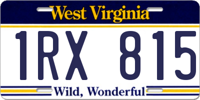 WV license plate 1RX815