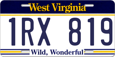 WV license plate 1RX819