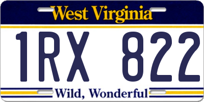 WV license plate 1RX822