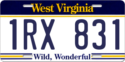 WV license plate 1RX831