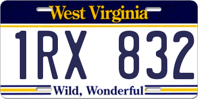 WV license plate 1RX832