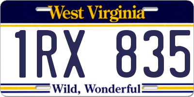 WV license plate 1RX835