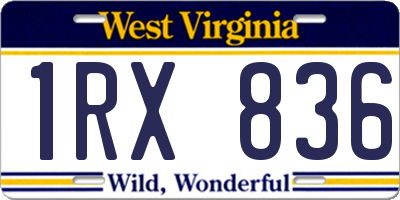 WV license plate 1RX836