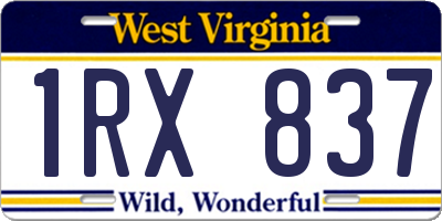 WV license plate 1RX837