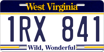 WV license plate 1RX841