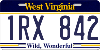 WV license plate 1RX842
