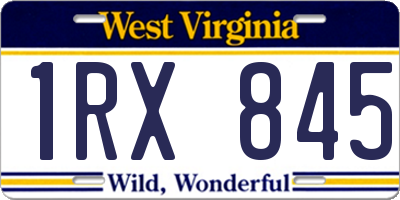 WV license plate 1RX845