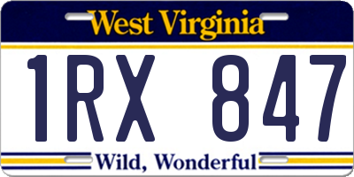 WV license plate 1RX847