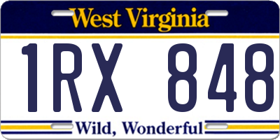 WV license plate 1RX848