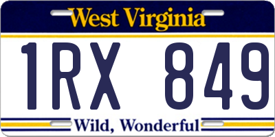 WV license plate 1RX849