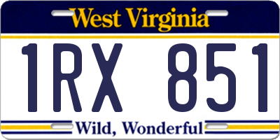 WV license plate 1RX851