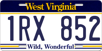 WV license plate 1RX852