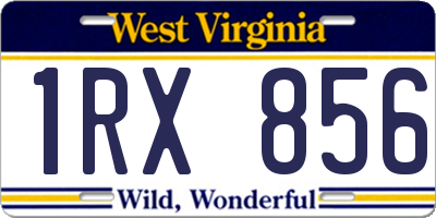 WV license plate 1RX856