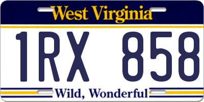 WV license plate 1RX858
