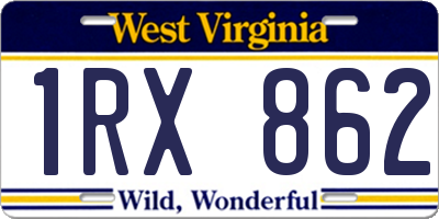 WV license plate 1RX862