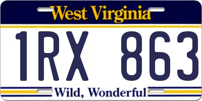 WV license plate 1RX863