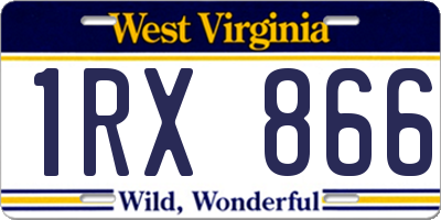 WV license plate 1RX866