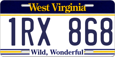 WV license plate 1RX868