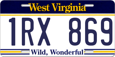 WV license plate 1RX869