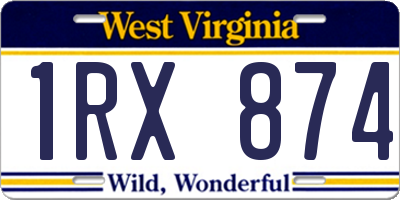 WV license plate 1RX874