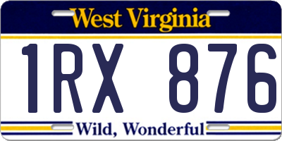 WV license plate 1RX876