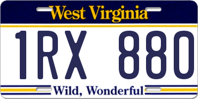 WV license plate 1RX880