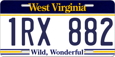 WV license plate 1RX882