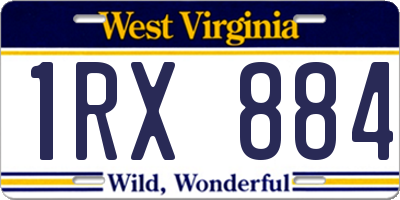 WV license plate 1RX884