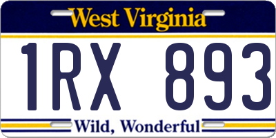 WV license plate 1RX893