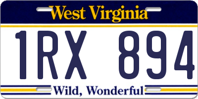 WV license plate 1RX894