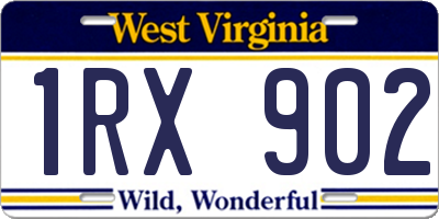WV license plate 1RX902