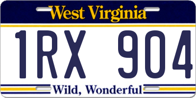 WV license plate 1RX904