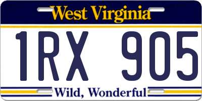 WV license plate 1RX905
