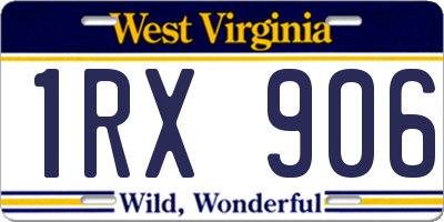 WV license plate 1RX906