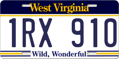 WV license plate 1RX910