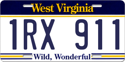 WV license plate 1RX911