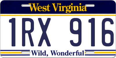 WV license plate 1RX916