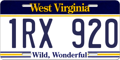 WV license plate 1RX920