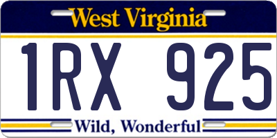 WV license plate 1RX925